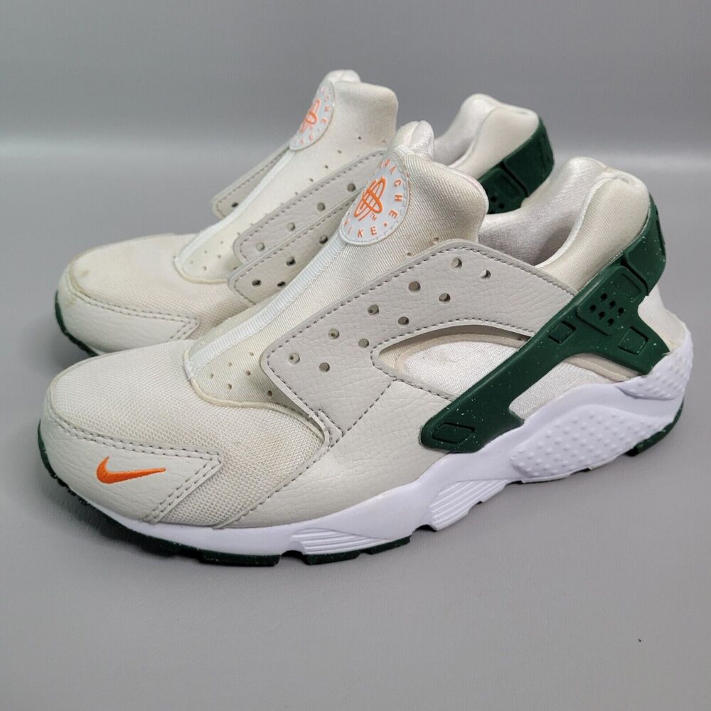 Nike Huarache Run (GS) Sneakers White Orange Green Size 5.5Y
